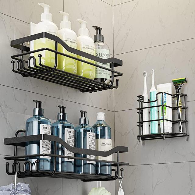 3 Pack Shower Caddies Bathroom Shelf,No Drilling Adhesive Bathroom Storage Organizer,304 Stainless Steel Rustproof Shower Rack for Bathroom Organizer/Shower Organizer/Kitchen