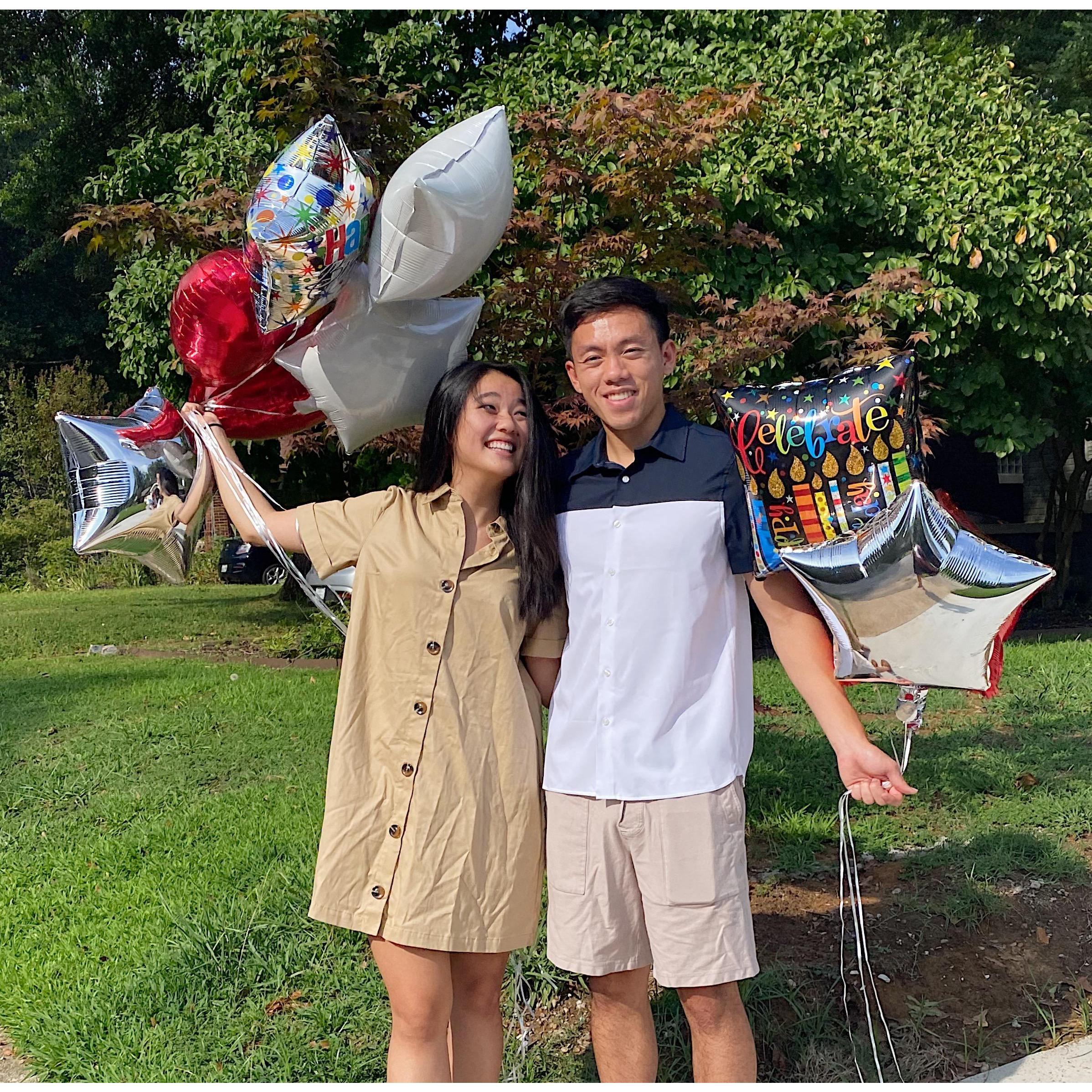 Celebrating his birthday in Memphis for the first time! Never mind the wrinkly clothing.
