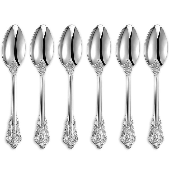 KEAWELL Luxurious 5.1-Inch Espresso Spoons Set - 6 Pieces - Mini Coffee Spoon, 18/10 Stainless Steel - Gorgeous Design with Exceptional Mirror Polished Finish (Silver)