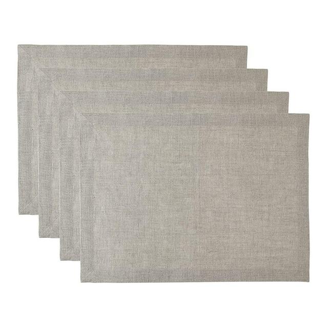 Solino Home 100% Pure Linen Athena Placemats, Set of 4 Natural Fabric Handcrafted Machine Washable Placemats, 14 x 19 Inch Natural