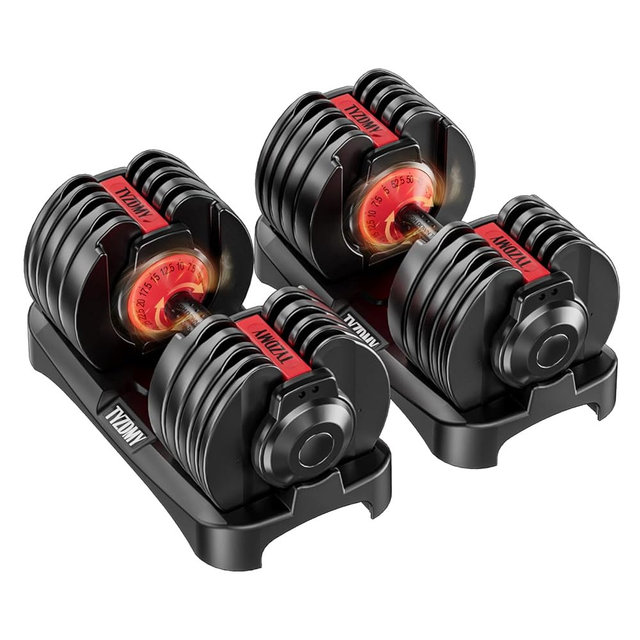 TYZDMY Adjustable Dumbbells Set of 2，Free Weights Dumbbells Set | Adjustable Dumbbell Set，52.5 lbs pair 105 lbs，15 in 1，for Men/Women Gym Equipment for Home Strength Training Equipment