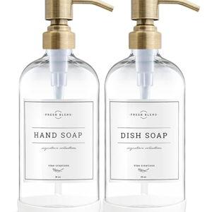 Clear Glass Soap Dispenser - Clear Bottle / Brushed Brass Pump