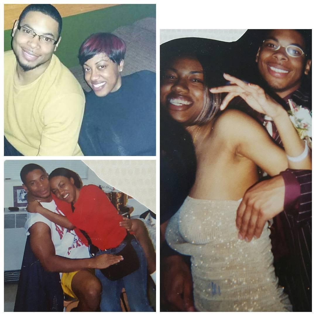 Collage of when we saw each other again for the first time in 5 years in person December 2015 (tp left), Brandy Visiting the University of Toledo in 2002 (bot. Left). Senior prom in 2002 (Rt panel)