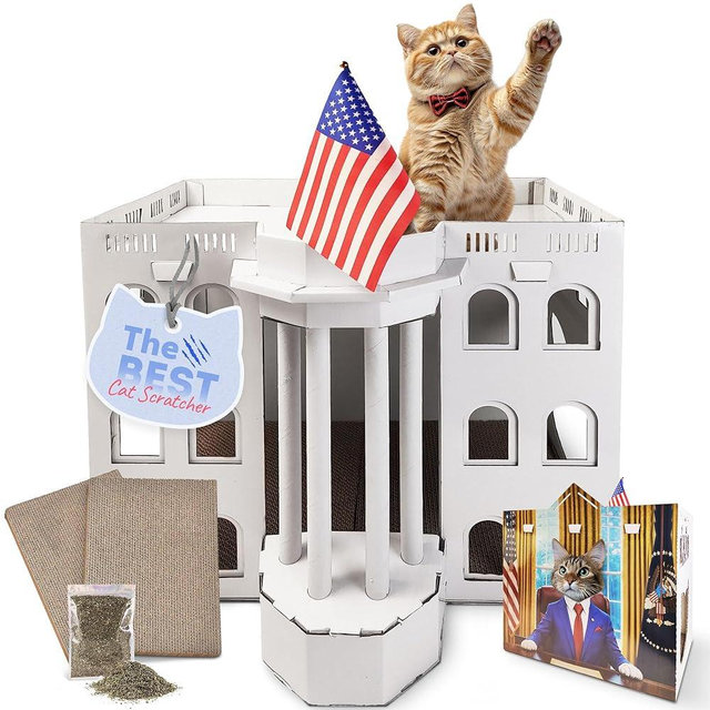 White Cardboard Cat House, 2 Cat Scratching Mat & Cat Nip For Cats - Cat Cardboard House - Cat House Cardboard - Cardboard Cat Scratcher House - Cat Cardboard Box - Casa Para Gatos - Cat Scratch House