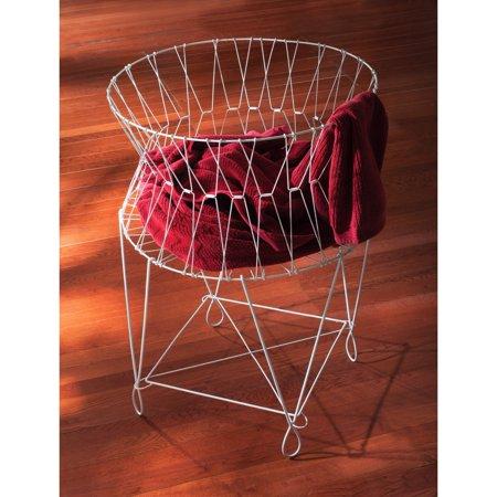 KINDWER Large Vintage White Wire Laundry Basket Hamper