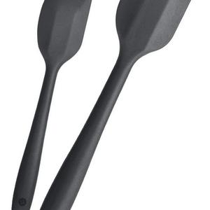 StarPack Home - StarPack Premium Silicone Spatula Set of 2 with Hygienic Solid Coating + Bonus 101 Cooking Tips (Gray-Black