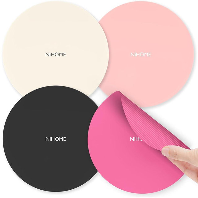 NIHOME Silicone Jar Opener – 6 Inch Large Anti-Slip Grip Pads, Premium 100% Food-Grade Silicone, Stylish Designer Colors, Multi-Purpose Heat-Resistant Mat & Coaster, Set of 4 (pink series)