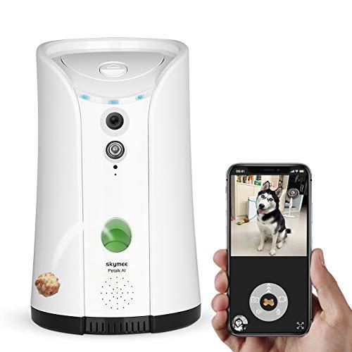 SKYMEE Dog Camera Treat Dispenser,WiFi Full HD Pet Camera with Two-Way Audio and Night Vision,Compatible with Alexa