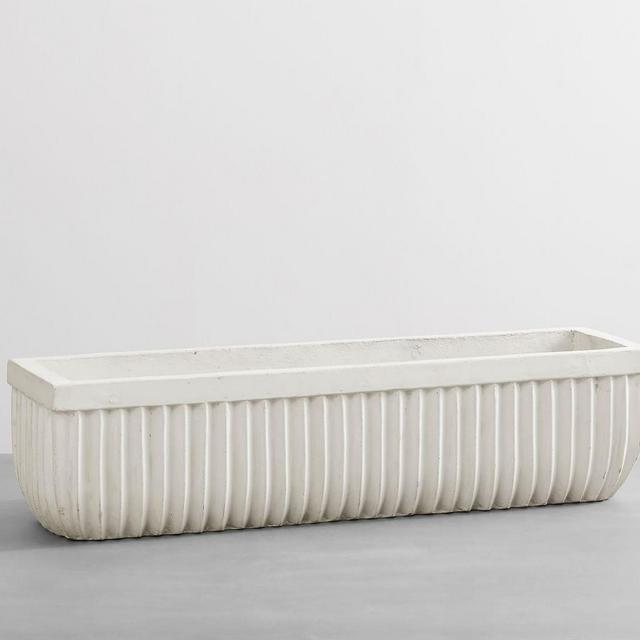 Concrete Fluted Planter, Chalk, 31.5" W x 8.75" d x 8" H