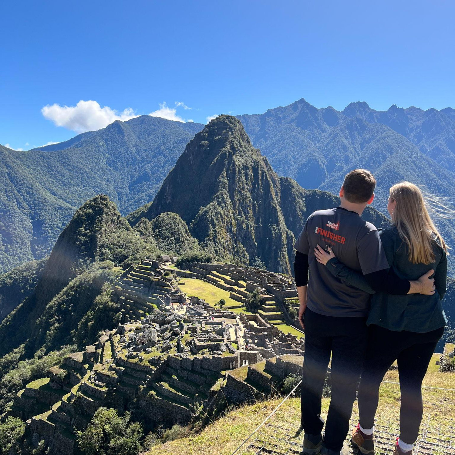Touring Machu Picchu during a trip to Peru with friends