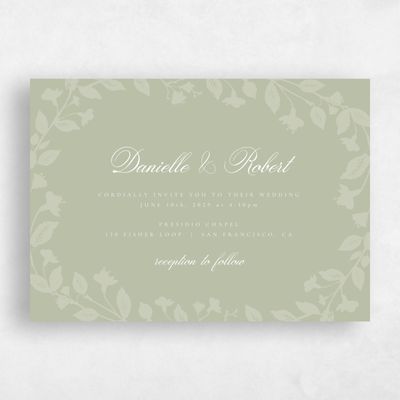 Olive Sage, Green Wedding Invitation - Fawn Landscape