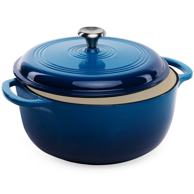 Best Choice Products 6qt Non-Stick Enamel Cast-Iron Dutch Oven for Baking, Braising, Roasting w/ Side Handles - Blue