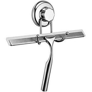 Bathroom Shower Squeegee Chrome Plated Stainless Steel with Matching Suction Cup Hook by HASKO Accessories
