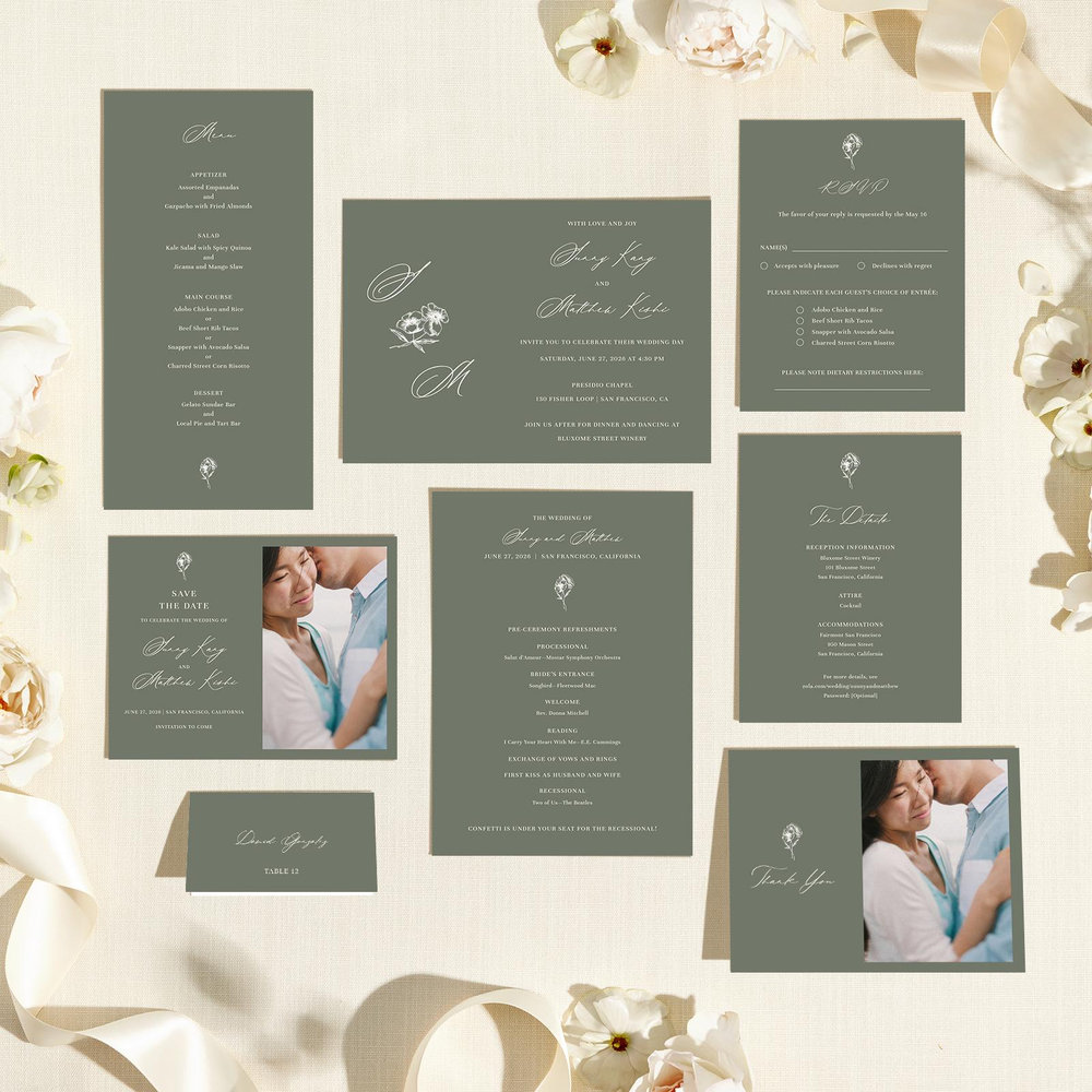 Lyra Landscape | Sage | Zola Wedding Invitations