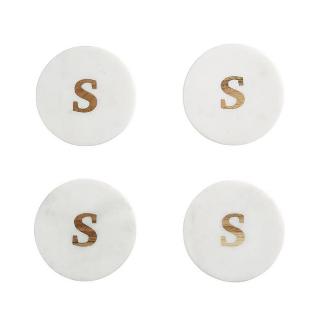 Alphabet Marble with Wood Coasters - S