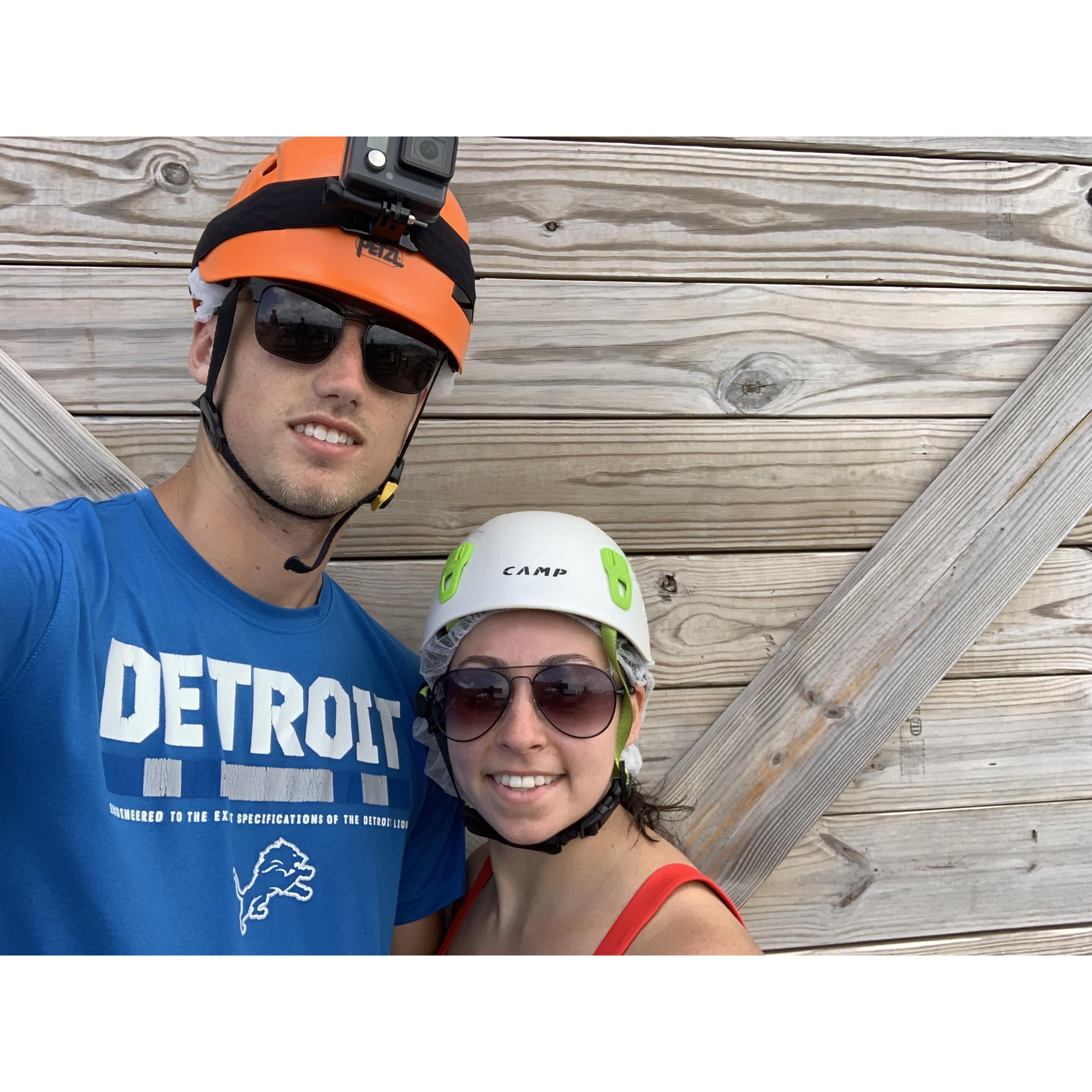 Zip lining in St. Marteen! (Nick really making Steph conquer her fears)
