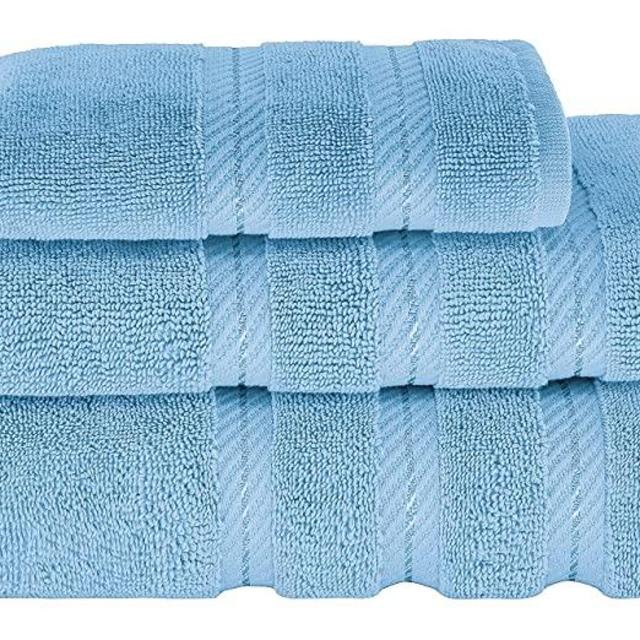 American Soft Linen 3 Piece, Turkish Cotton Premium & Luxury Towels Bathroom Sets, 1 Bath Towel 27x54 inch, 1 Hand Towel 16x28 inch & 1 Washcloth 13x13 inch Sky Blue