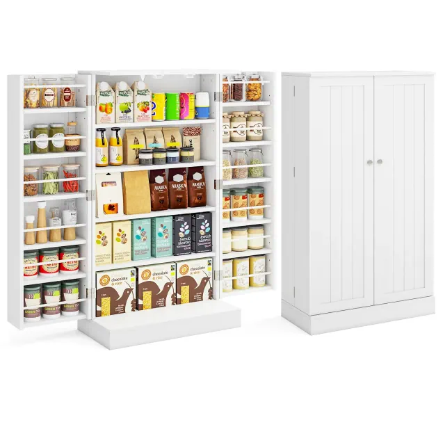 Costway 41" Tall Pantry Cabinet Kitchen Storage Cabinet w/ Doors & Adjustable Shelves