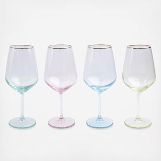 Rainbow Assorted Wine Glass, Set of 4
