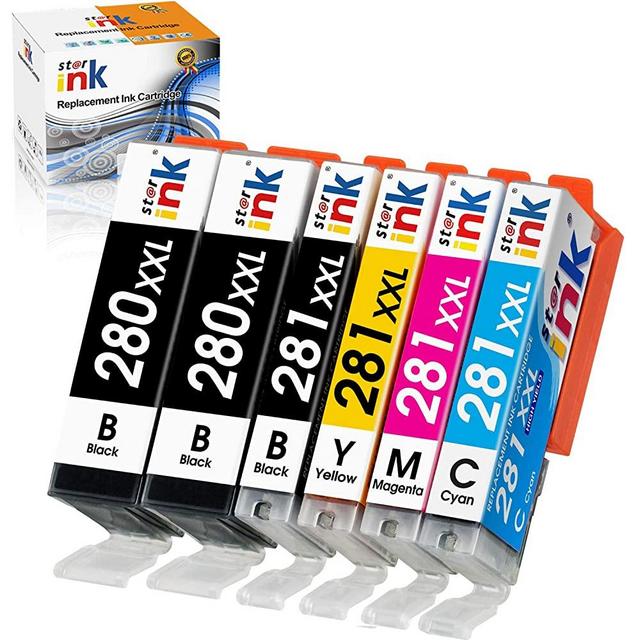 St@r Ink Compatible Ink Cartridge Replacement for Canon 280 281 PGI-280XXL CLI-281XXL for Pixma TR7520 TR8620 TR8520 TS6120 TS6220 TS6320 TS9120 TS8220 TS8320 TS9520 TS702 Printer(2 PGBK+BK/C/M/Y)
