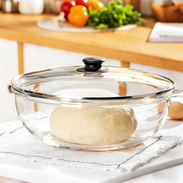 Bairuiin 6QT Large Glass Mixing Bowl With Lid Extra Large Clear Glass SaladCooking Bowl for Bread Making Food Prep Baking & Storage Multi-Use Set Sourdough Salad
