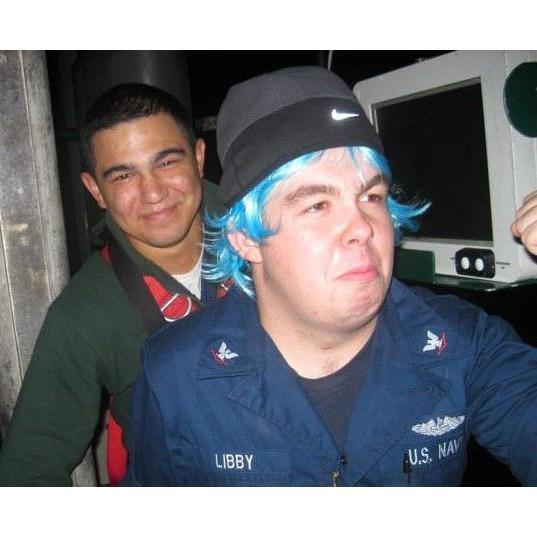 Yes, that is a wig and yes, this is what we do on Submarines lol. This was while we were on the sail of the boat on a surface transit on my first Western Pacific Deployment. On the way to Singapore :O