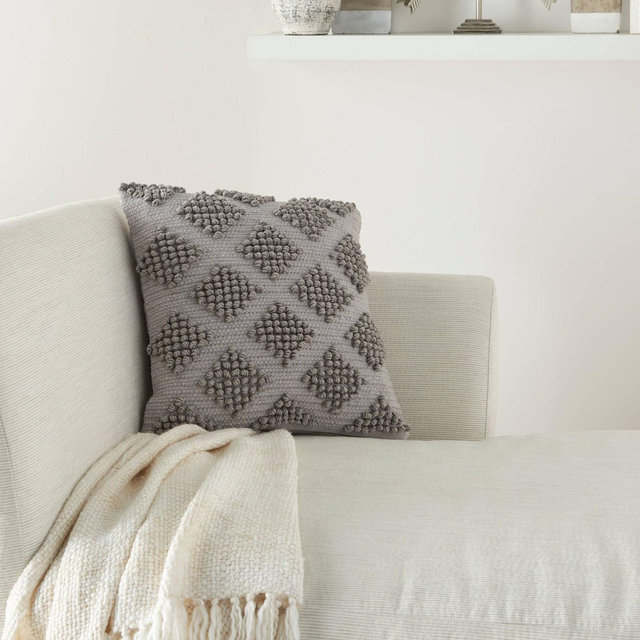 18"x18" Life Styles Woven Diamonds Throw Pillow Light Gray - Mina Victory