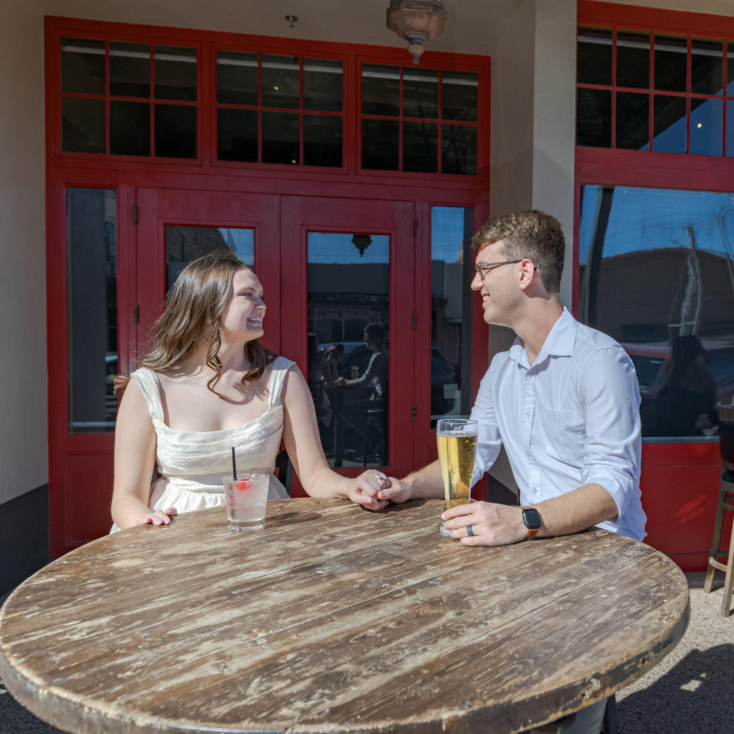 Our first date was at Zero One! A kind couple on a date let us borrow their drinks for this photo