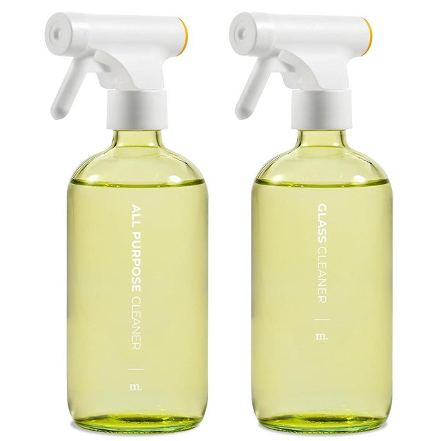 MAISONOVO Glass Spray Bottles for Cleaning - Glass Spray Bottles 16oz Yellow 2pcs - Spray Bottles for Hair - Spray Bottle for Plants - Spray Bottles