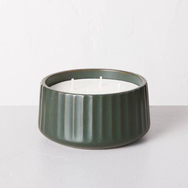4-Wick Fluted Ceramic Cypress & Pine Seasonal Jar Candle Dark Green 24oz - Hearth & Hand™ with Magnolia