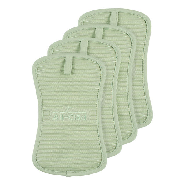 All-Clad Ribbed Silicone Cotton Twill Potholders, Set of 4