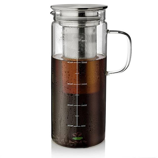 BTaT- Cold Brew Coffee Maker, 1.5 Quart,48 oz Iced Coffee Maker, Iced Tea Maker, Airtight Cold Brew Pitcher, Coffee Accessories, Cold Brew System, Cold Tea Brewing, Coffee Gift, Tea Maker with Infuser