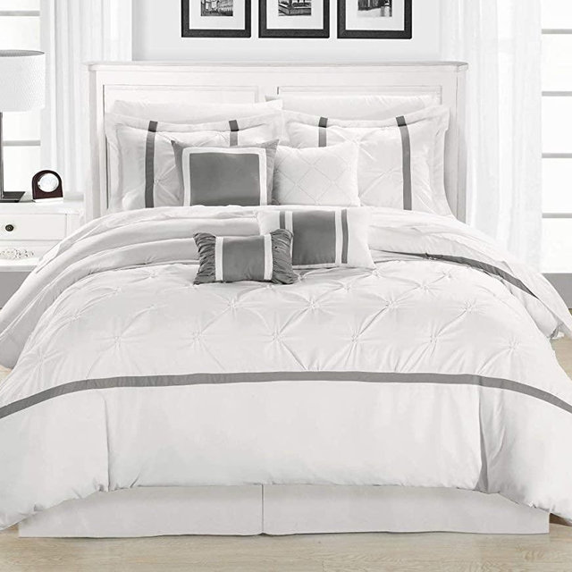 Chic Home 8 Piece Vermont Comforter Set, King, White