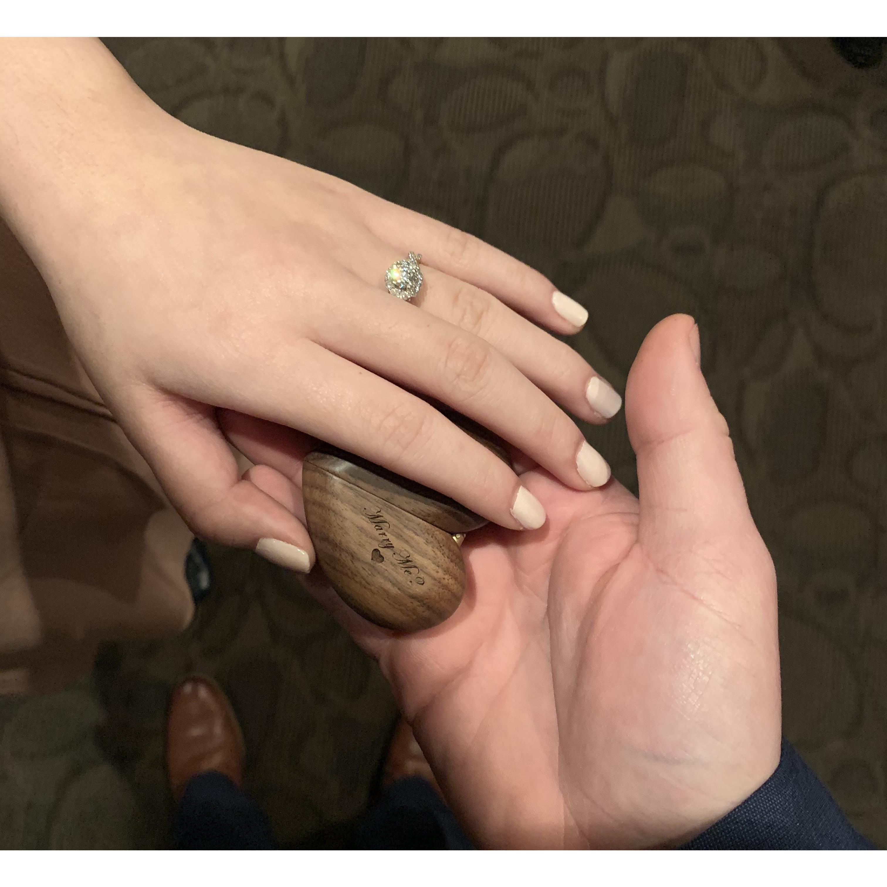 My new bling! Complete with a custom ring box <3