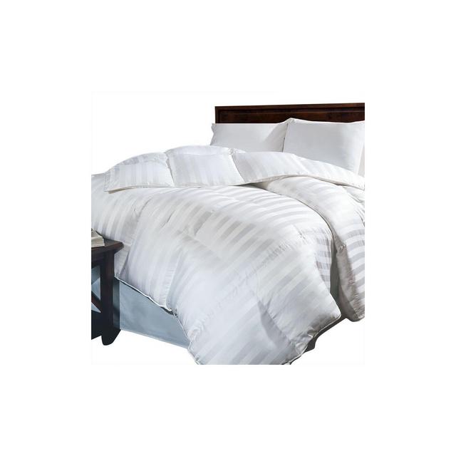 Siberian Damask Stripe Down All Seasons Comforter (Full/Queen)White - Blue Ridge Home Fashions