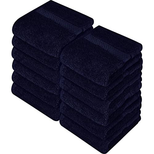 Utopia Towels - Luxury Washcloths Set 12 x 12 inches, Navy - 700 GSM 100% Cotton Premium Quality Flannel Face Cloths, Highly Absorbent and Soft Feel Fingertip Towels (12-Pack)