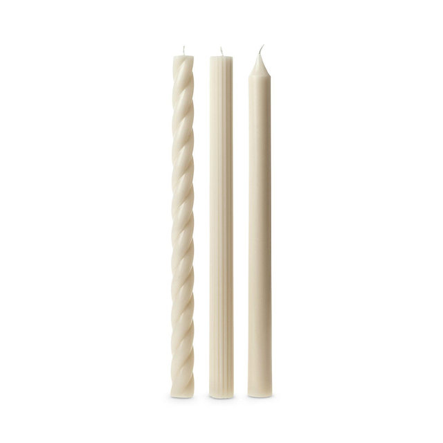 ILLUME Assorted Cream Candle Tapers, Set of 3