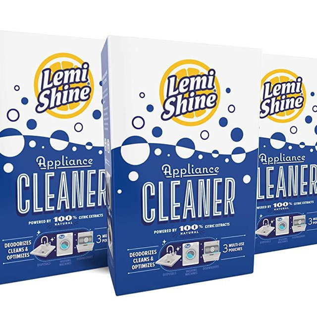 Lemi Shine Natural Lemon Multi-Purpose Appliance Cleaner, 9 Pack Powder Packets for Washing Machine, Dishwasher, Garbage Disposal (3 ct 7.5 oz Pouches per Box) 3 Pack Bundle