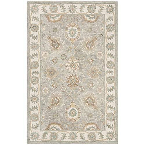 SAFAVIEH Blossom Collection 8' x 10' Aqua / Ivory BLM702M Handmade Premium Wool Area Rug