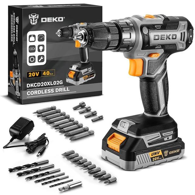 Power Drill Cordless: DEKO PRO Cordless Drill 20V Electric Power Drill Set Tool Drills Cordless Set with Battery and Charger 20 Volt Drill Driver Kit…