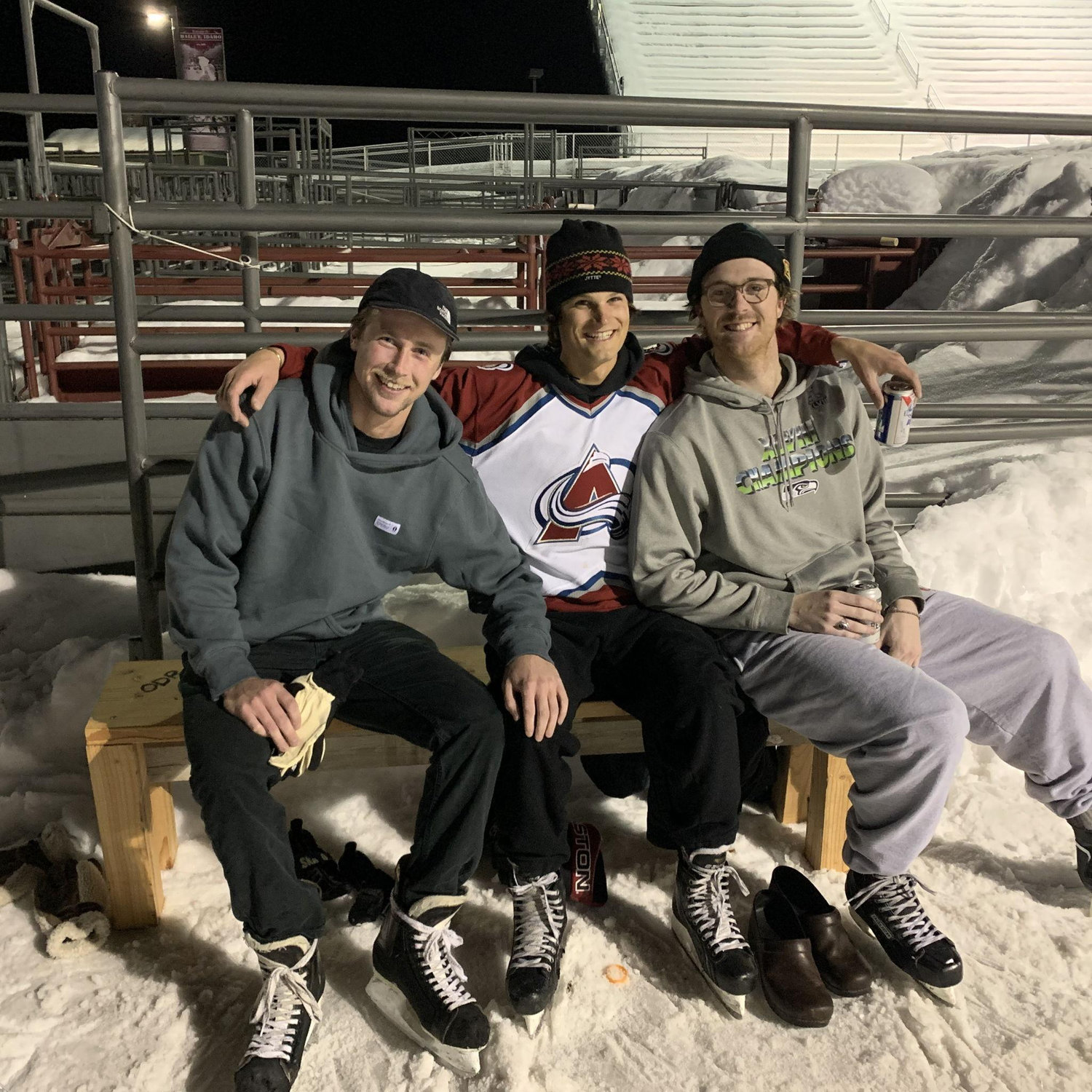 Pond hockey with Carter and Ben