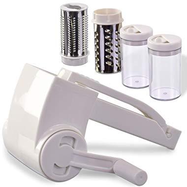 Vivaant Professional-Grade Rotary Grater - 2 Stainless Steel Drums - Grate Or Shred Hard Cheeses, Vegetables, Chocolate, And More - Award-Winning Design And Heavy-Duty Build Quality Lasts A Lifetime!