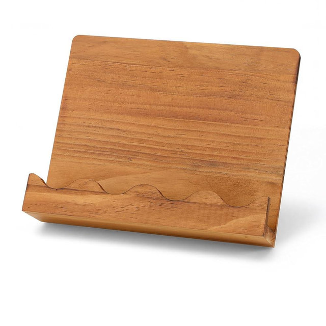 Zhehao Scalloped Wooden Cookbook Stand for Kitchen Counter, Recipe Book Holder Cook Book Stand for Convenient Cooking, Kitchen Countertop Decor, 11 x 9 x 2.6 Inches