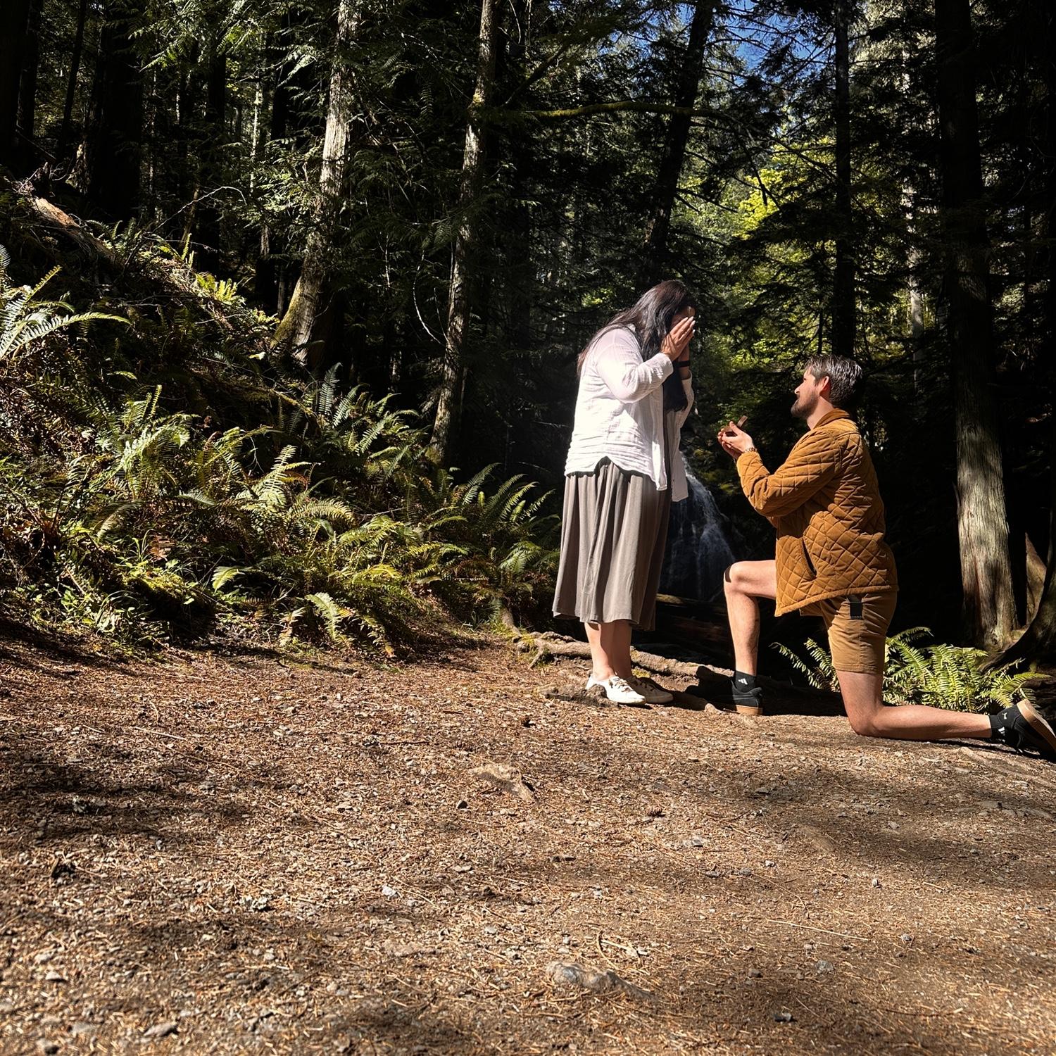 On May 1, 2025, Manny took Hannah back to Orcas Island, revisiting their favorite spots along the way. Their journey led them to Cascade Falls where a familiar place became the start of something new.