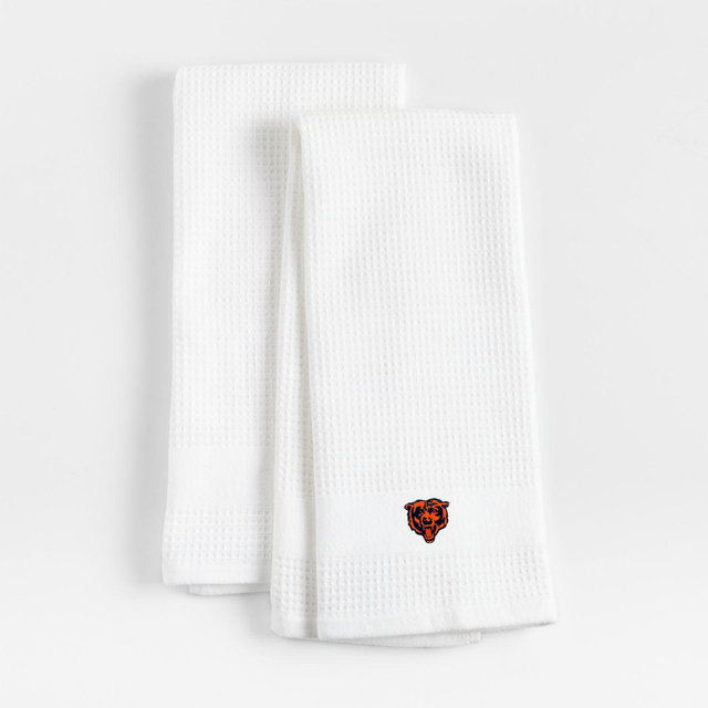NFL Chicago Bears Waffle-Terry White Organic Cotton Kitchen Towels, Set of 2