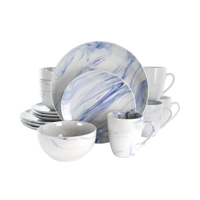 Elama Marble Clara 16 Piece Stoneware Dinnerware Set, Service for 4