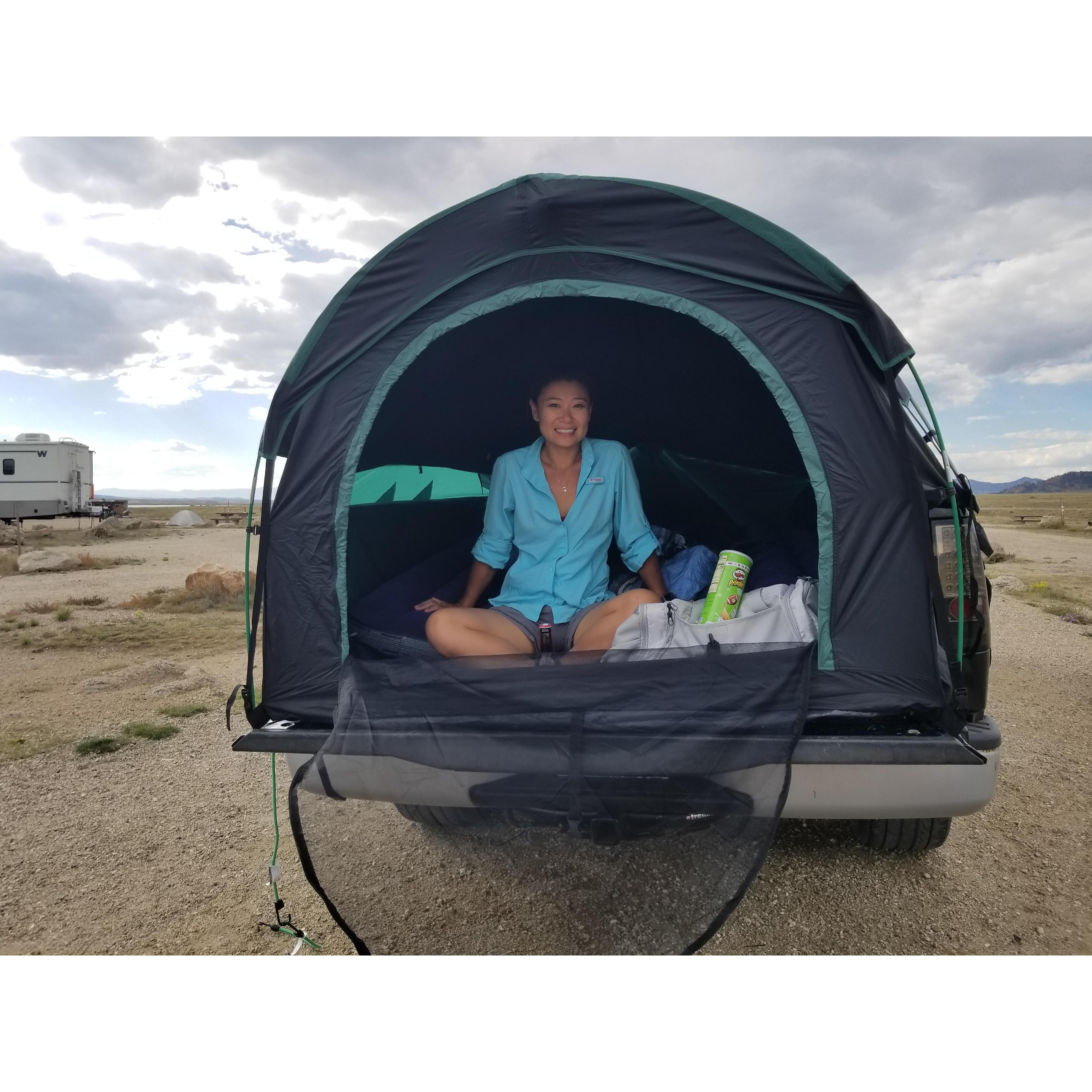 Truck tent!  Bugs can't get us now