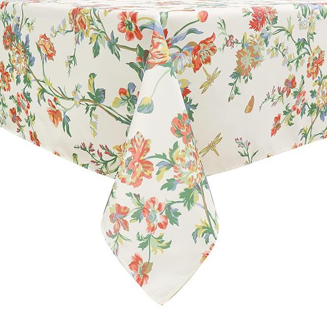 Flyspeed Rectangle Orange Blossom Floral Print Tablecloth Waterproof Table Cloth for Dinning Room 60 Inch by 84 Inch