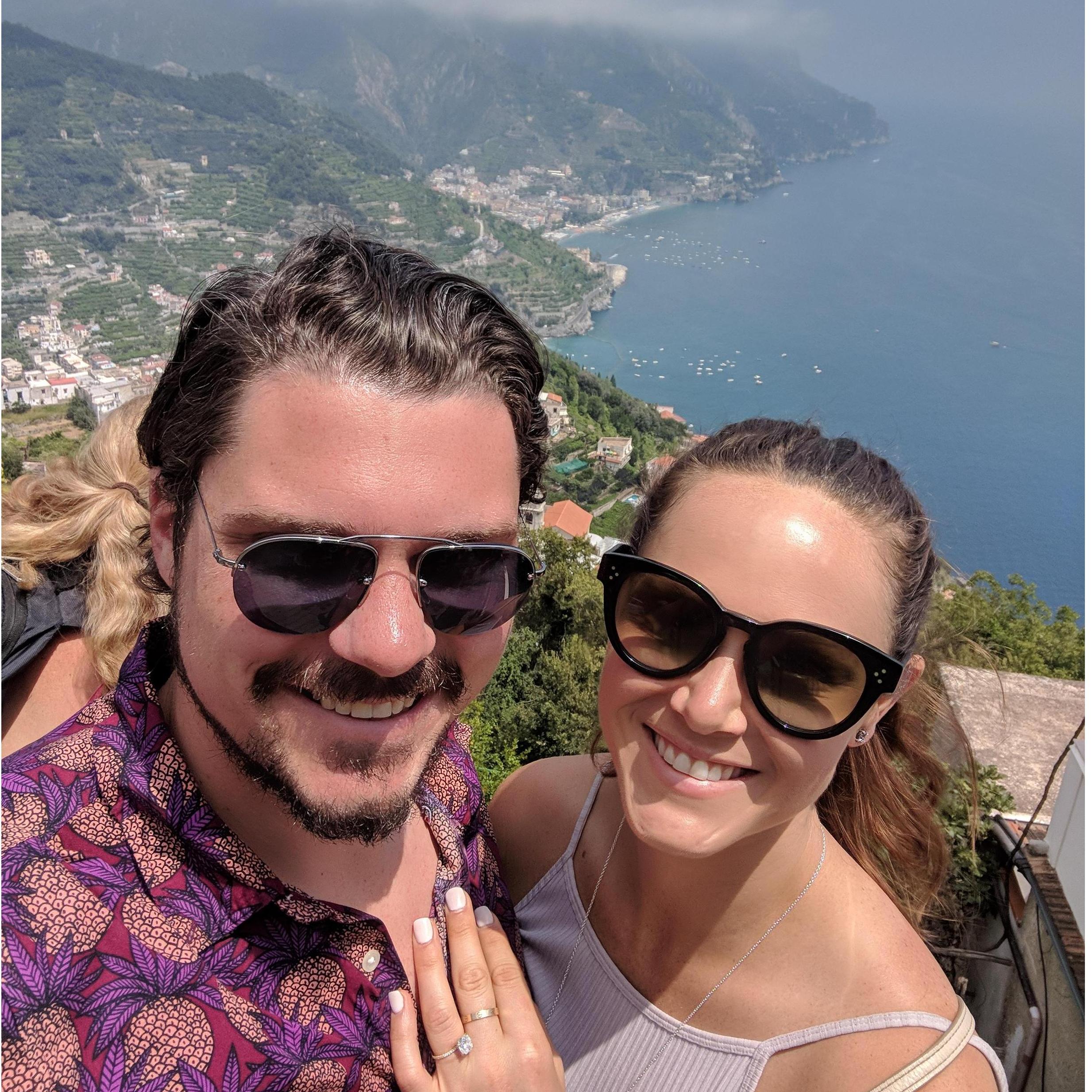 At the top of a peak in the Amalfi Coast. We loved Italy so much because we were able to combine so many of our favorite things - food, wine, hiking, water and the sun!