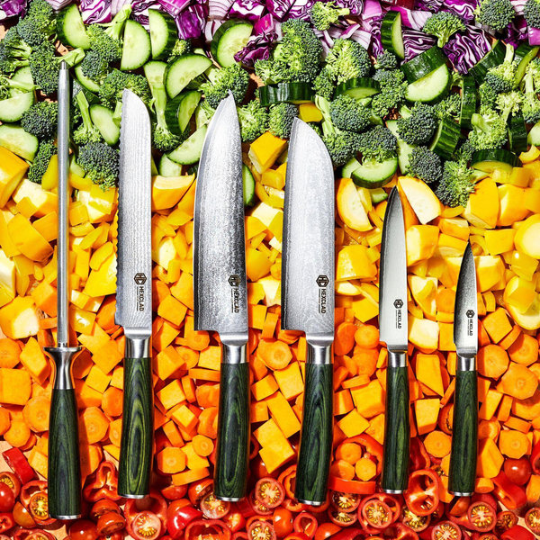 HexClad Hybrid Cookware Damascus Knife Set